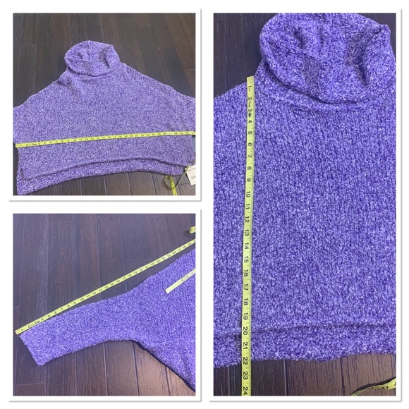 NWT Free People Grape Hyacinth BFF Cowl Neck Knit Sweater Medium - Picture 11 of 12